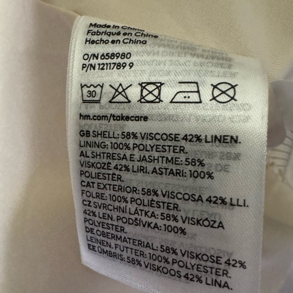 H&M LINEN BLEND JACKET BEIGE SIZE SMALL - Picture 4 of 5